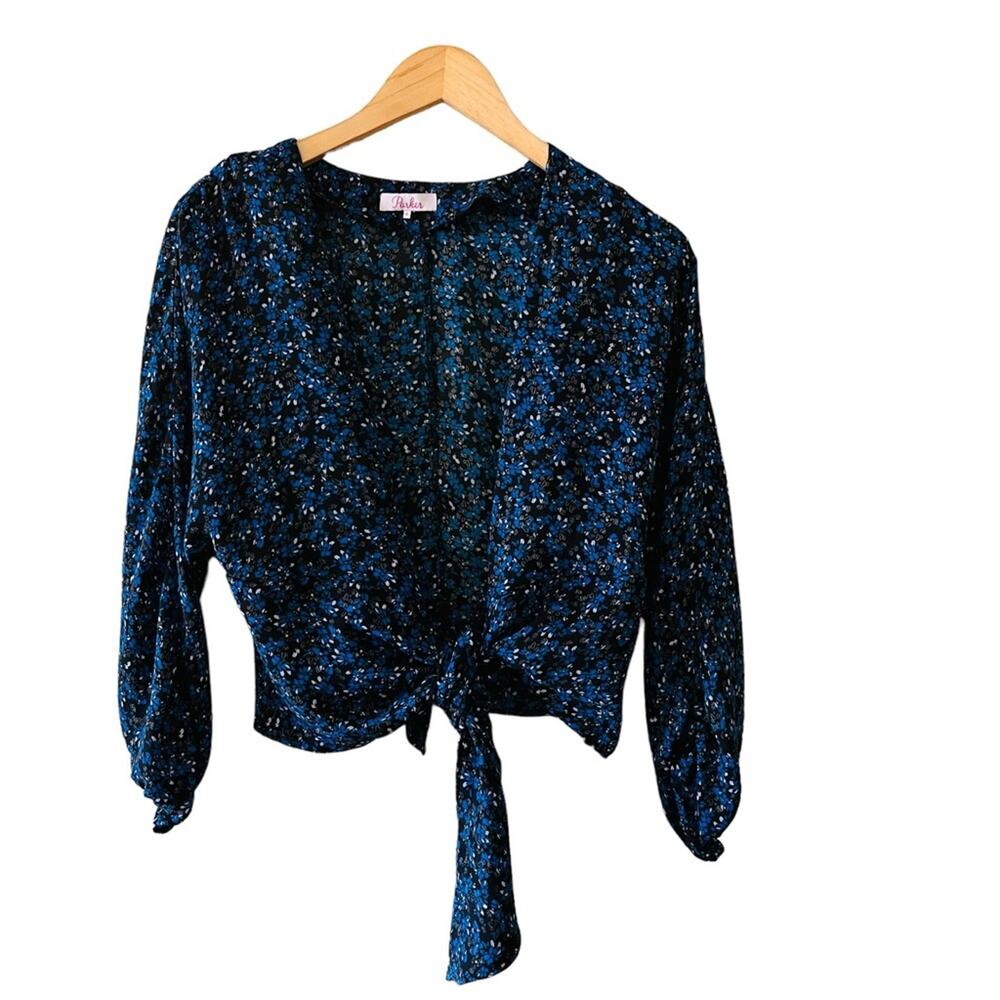 Parker Floral Crop Top Size XL Blue Multi - Picture 3 of 8